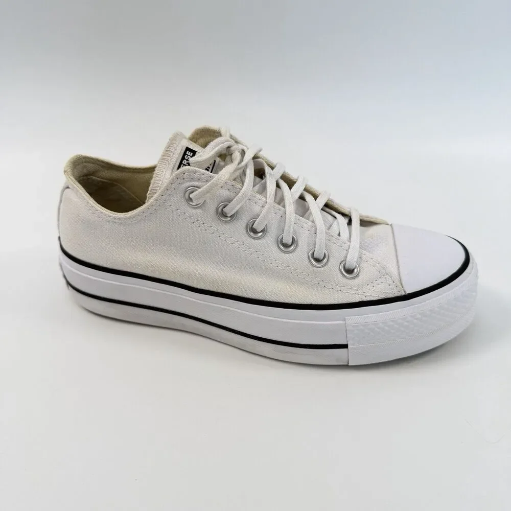 Converse Chuck Taylor All Star Lift Platform Low Sneakers Womens White Size 7 - Picture 2 of 10
